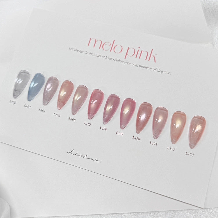 【LIUHWA / 受注販売(5月末前後納期)】LIUHWA Gel Melopink Color Gel 10ml 12-Piece Collection Pink Gel Nails Subtle Pearl