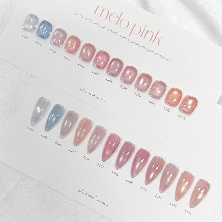 【LIUHWA / 受注販売(5月末前後納期)】LIUHWA Gel Melopink Color Gel 10ml 12-Piece Collection Pink Gel Nails Subtle Pearl