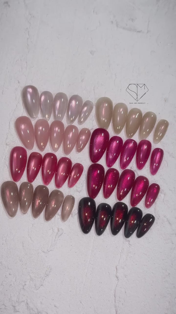 【A.Shining Moment / 30セット限定販売 / 受注販売(9月末前後納期)】Black Cherry 8-Piece Magnetic Gel Magnetic Nails / SET
