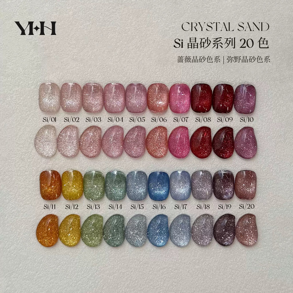 【YHH NAIL / 受注販売(7月中旬前後納期)】YHH Cherry Blossom & Rose & Mino Crystal Sand Series 20-Color Rhinestone Gel Nail Art Jar 5g