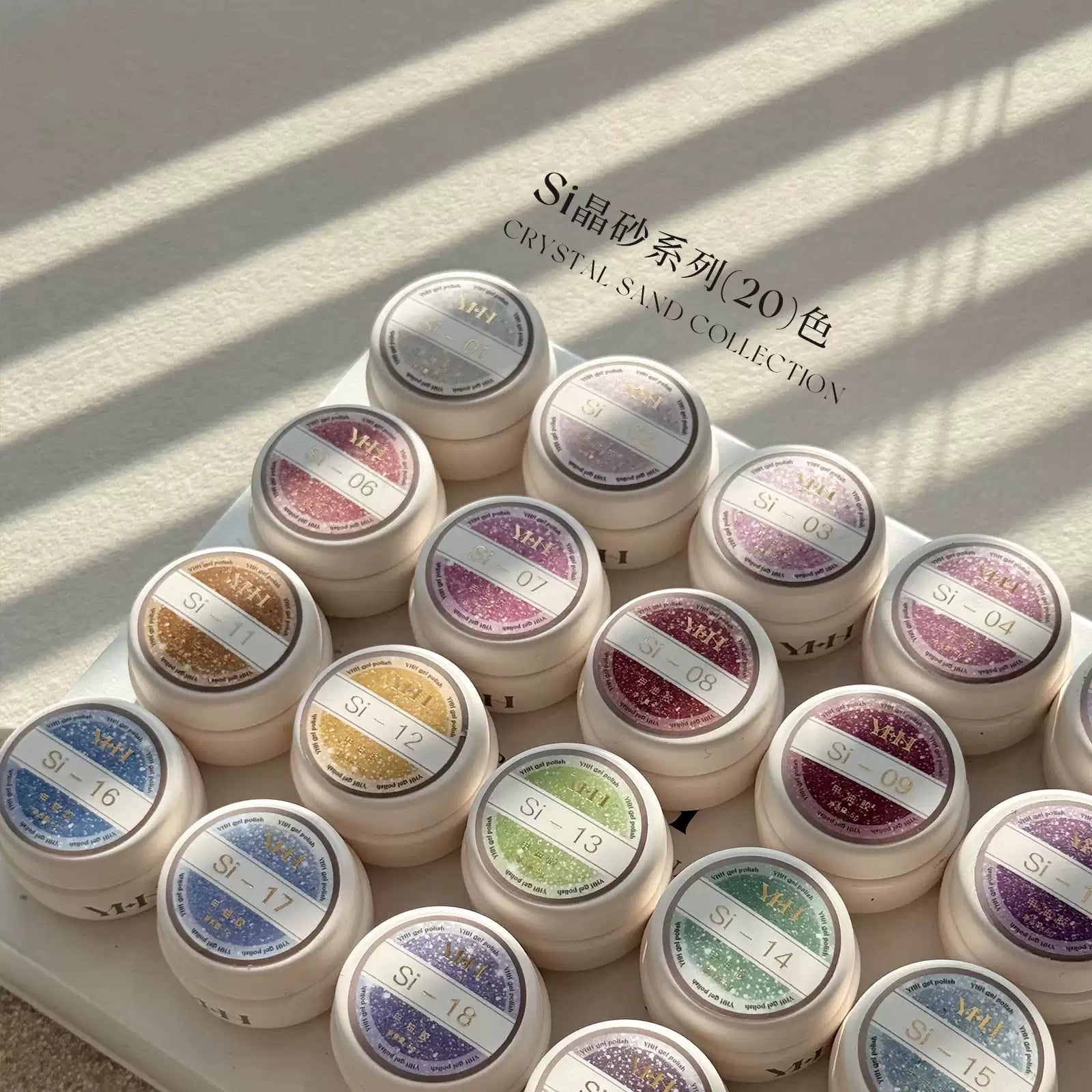 【YHH NAIL / 受注販売(7月中旬前後納期)】YHH Cherry Blossom & Rose & Mino Crystal Sand Series 20-Color Rhinestone Gel Nail Art Jar 5g